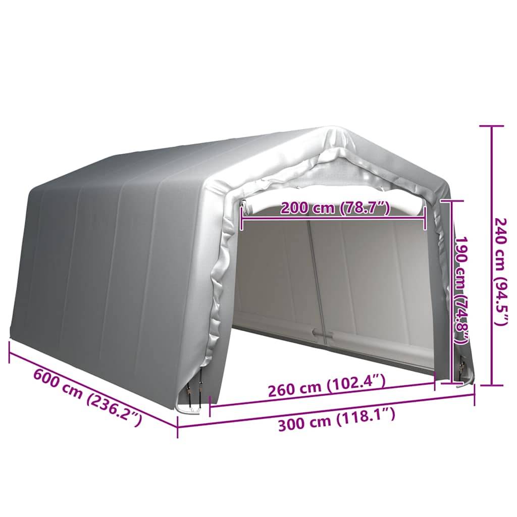 Vidaxl - Tente de rangement 300x600 cm Acier Gris vidaXL 3079588 - Image 3