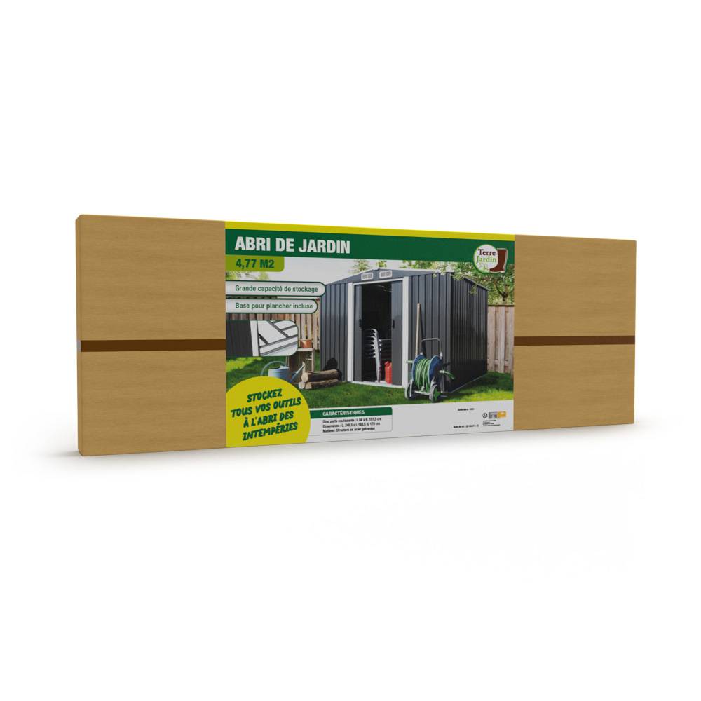 Abri de jardin acier galvanisé 4,77 m² gris anthracite avec double porte coulissante – Terre Jardin - Image 8