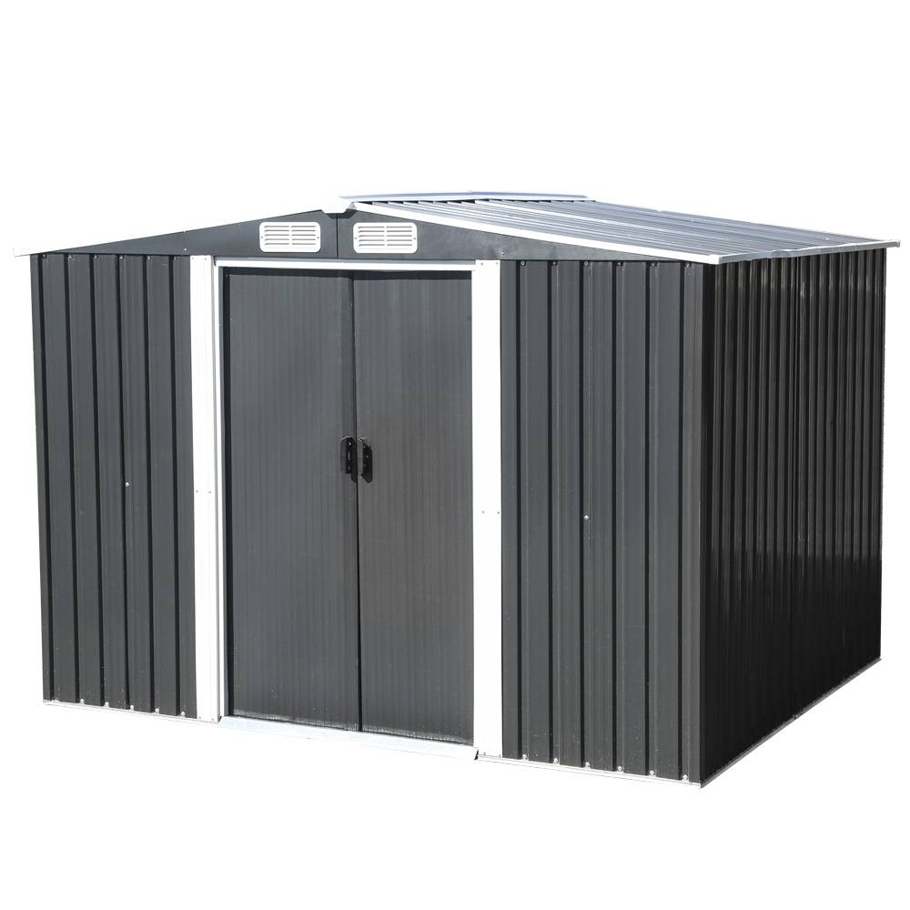 Abri de jardin acier galvanisé 4,77 m² gris anthracite avec double porte coulissante – Terre Jardin - Image 4