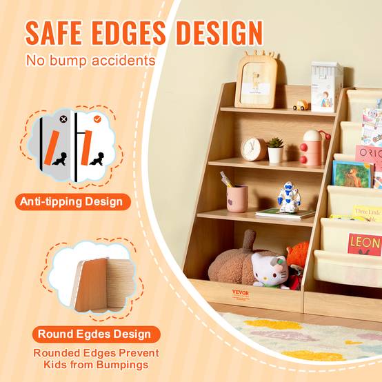 Vevor - VEVOR Bibliothèque en Bois 4 Niveaux 6 Couches Meuble de Rangement pour Enfants - Image 4