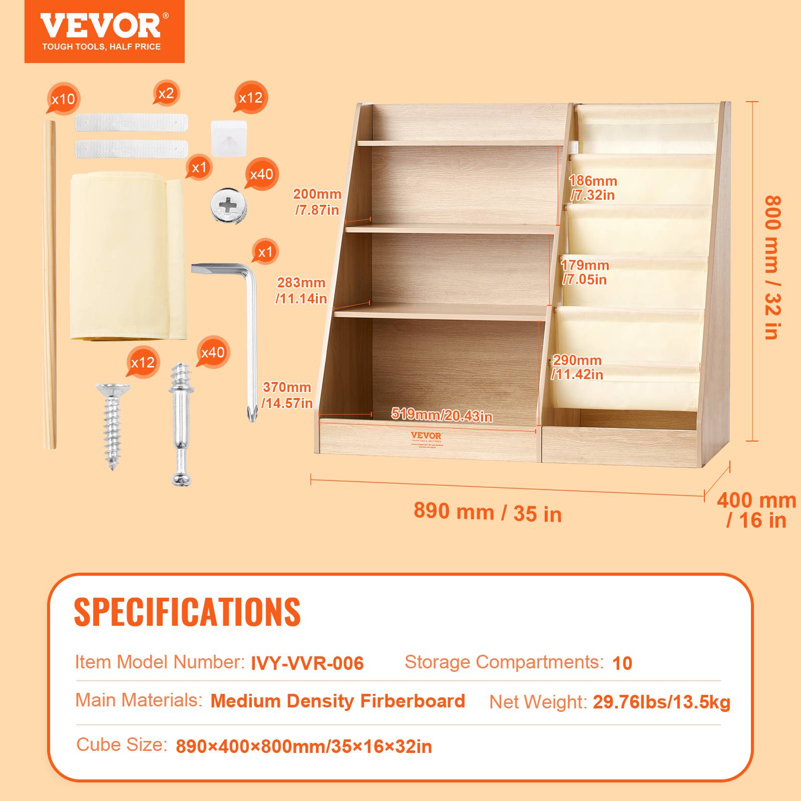 Vevor - VEVOR Bibliothèque en Bois 4 Niveaux 6 Couches Meuble de Rangement pour Enfants - Image 7