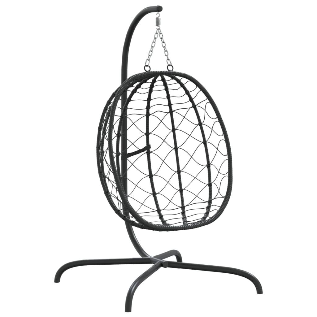 Fauteuil Œuf Suspendu sur Pied en Résine Tressée et Acier avec Coussins Épais pour Salon Intérieur Extérieur Anthracite – ComfortXL Outdoor Living - Image 7