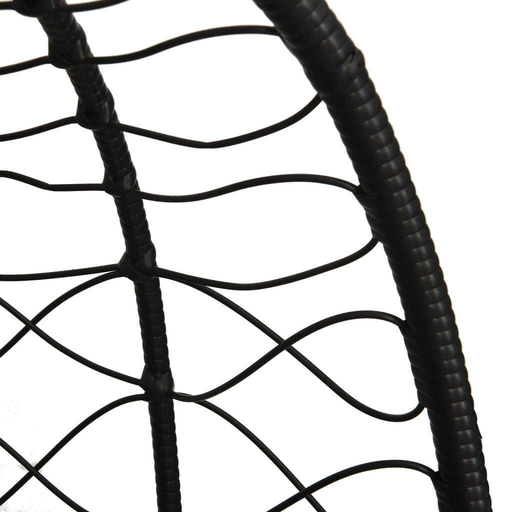 Fauteuil Œuf Suspendu sur Pied en Résine Tressée et Acier avec Coussins Épais pour Salon Intérieur Extérieur Anthracite – ComfortXL Outdoor Living - Image 6