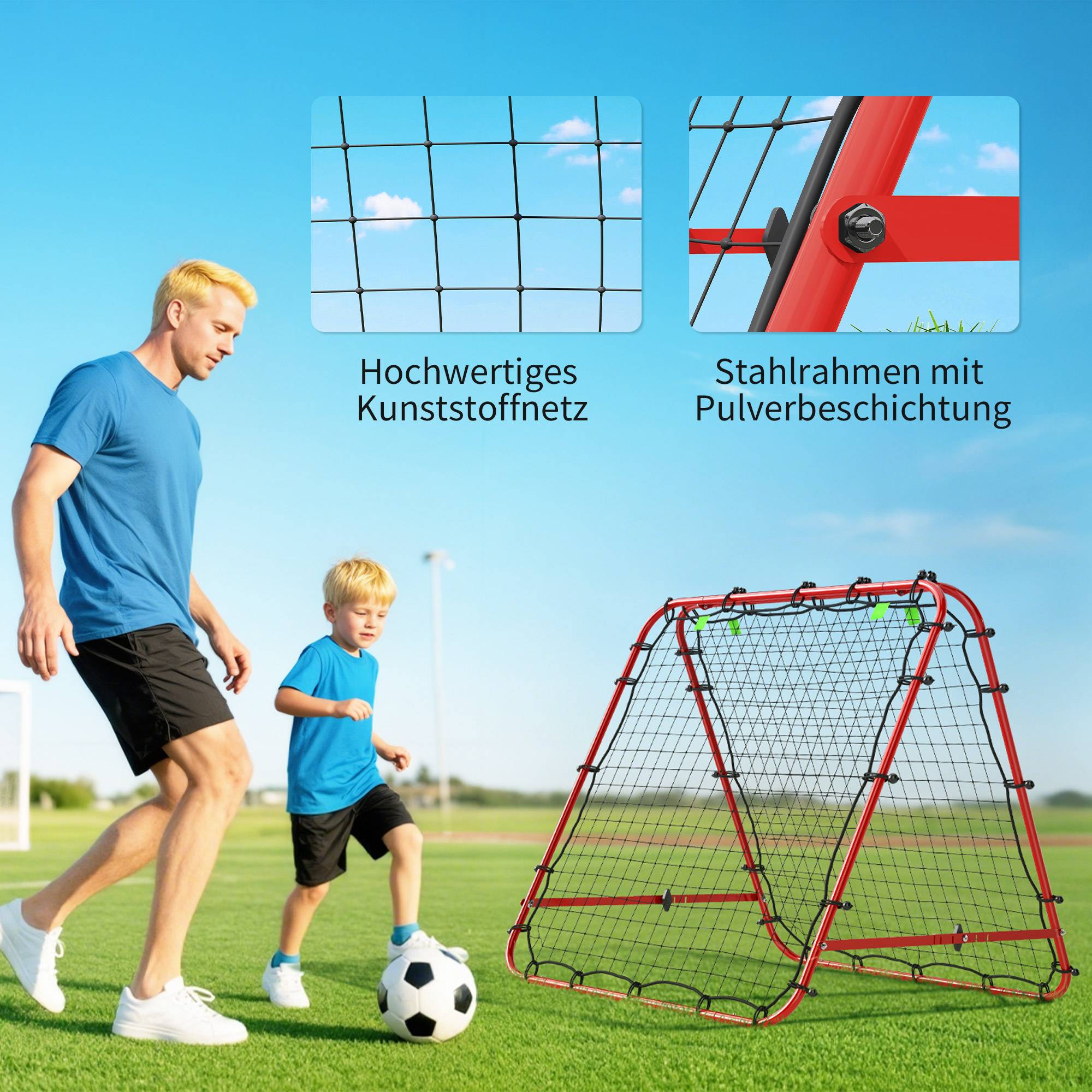 But de football, réglable et pliable, structure métallique, 100 x 68-95 cm, rouge - Image 8