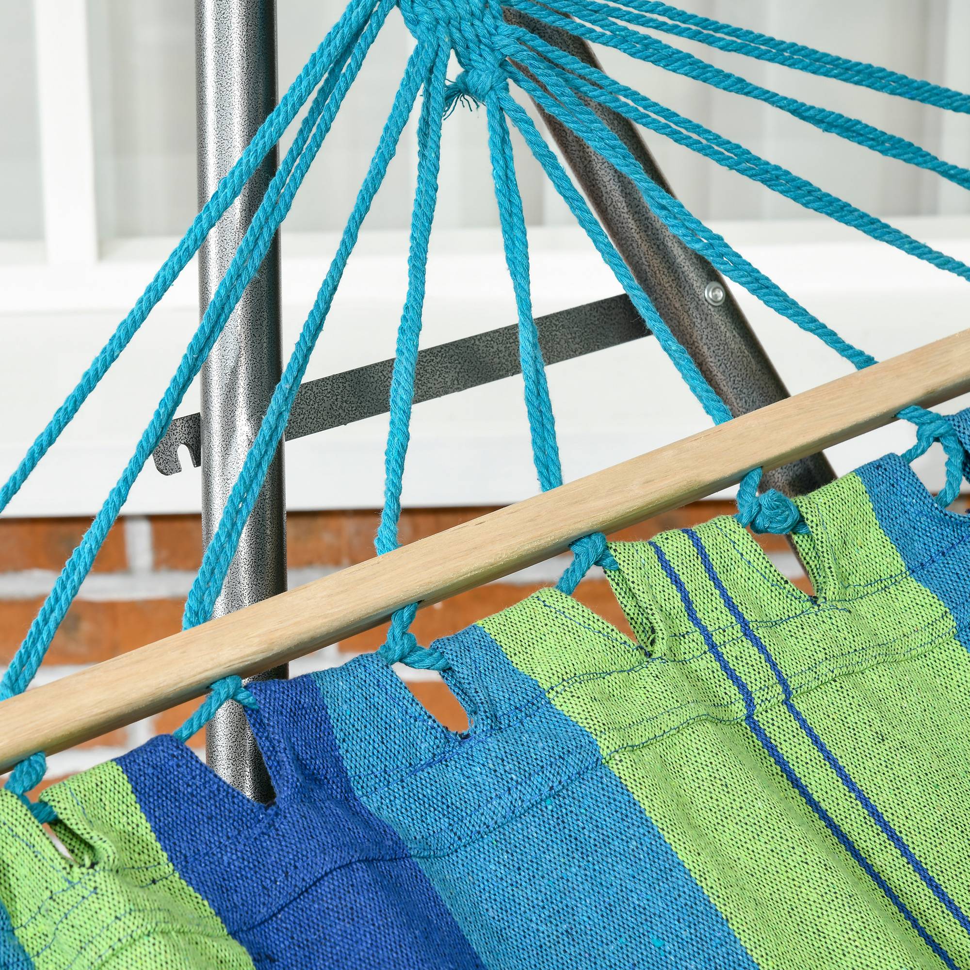 Support hamac autoportant pliant coton et acier, 270x100x94cm - Image 10