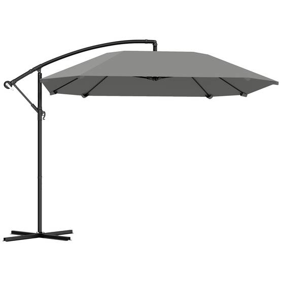Parasol déporté 3 m, parasol de jardin extérieur Inclinable, Basemanivelle - Polyester Gris foncé fr300 - Image 1