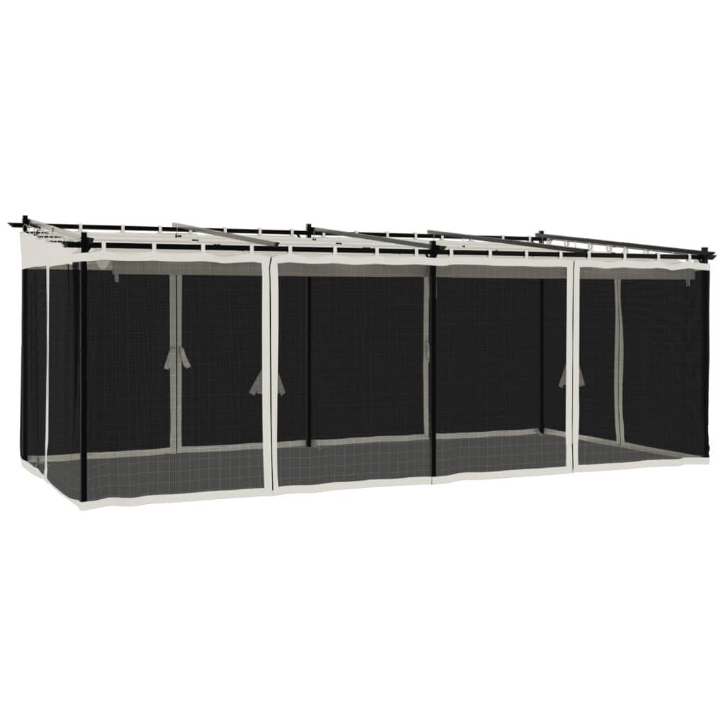 Gazebo de Jardin 6x3 m Acier avec Moustiquaires et Toit Rétractable pour Fête Crème – ComfortXL Outdoor Living - Image 2