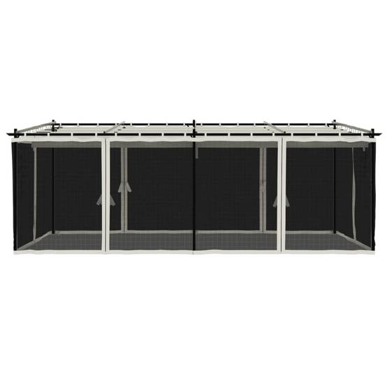 Gazebo de Jardin 6x3 m Acier avec Moustiquaires et Toit Rétractable pour Fête Crème – ComfortXL Outdoor Living - Image 4