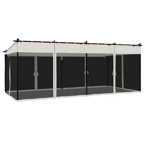 Gazebo de Jardin 6x3 m Acier avec Moustiquaires et Toit Rétractable pour Fête Crème – ComfortXL Outdoor Living - Image 6