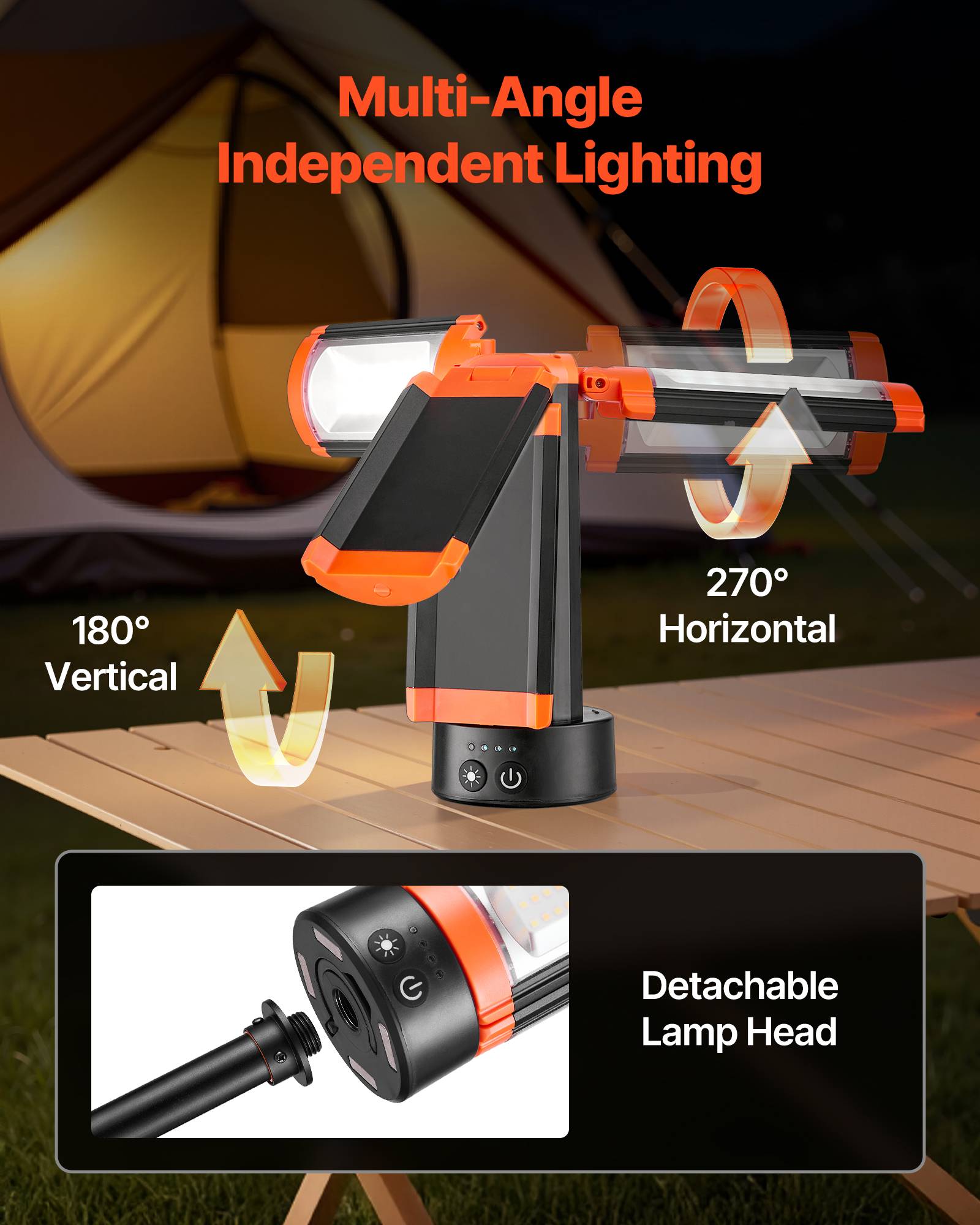 Vevor - VEVOR Projecteur LED sur trépied amovible rechargeable sans fil 13,2 Ah 2200 LM - Image 3