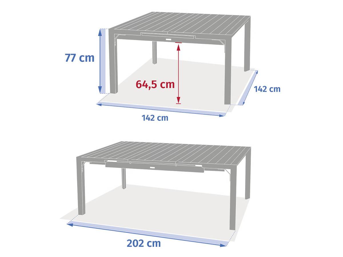 Hesperide - Table de jardin carrée extensible alu Evasion 8/10 places + 10 fauteuils Piazza - Hespéride - Image 7