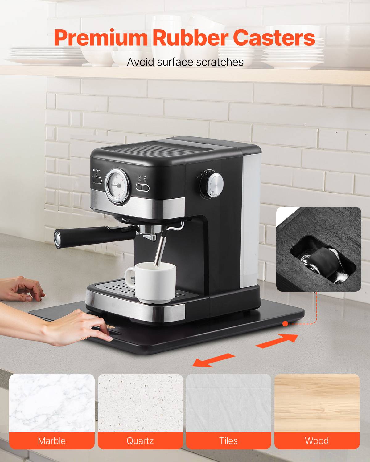 Vevor - VEVOR Plateau Coulissant pour Appareils Électroménagers Cuisine 40,6x30,5cm Noir - Image 5
