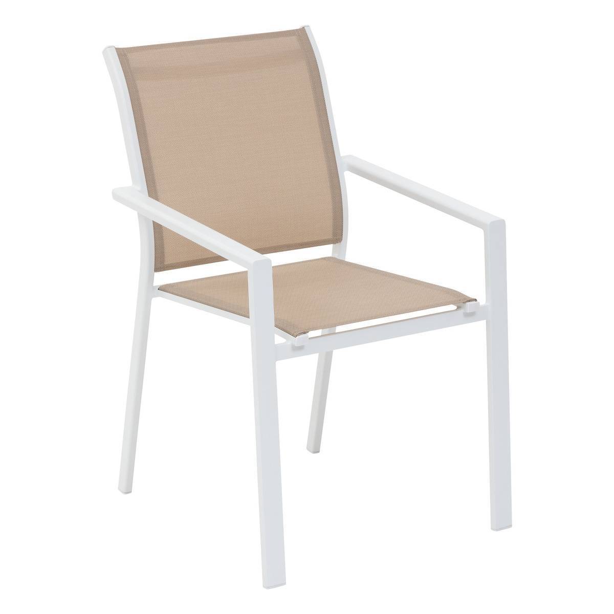 Hesperide - Fauteuil de jardin empilable "Essentia" lin & blanc en aluminium traité en epoxy - Hespéride - Image 2