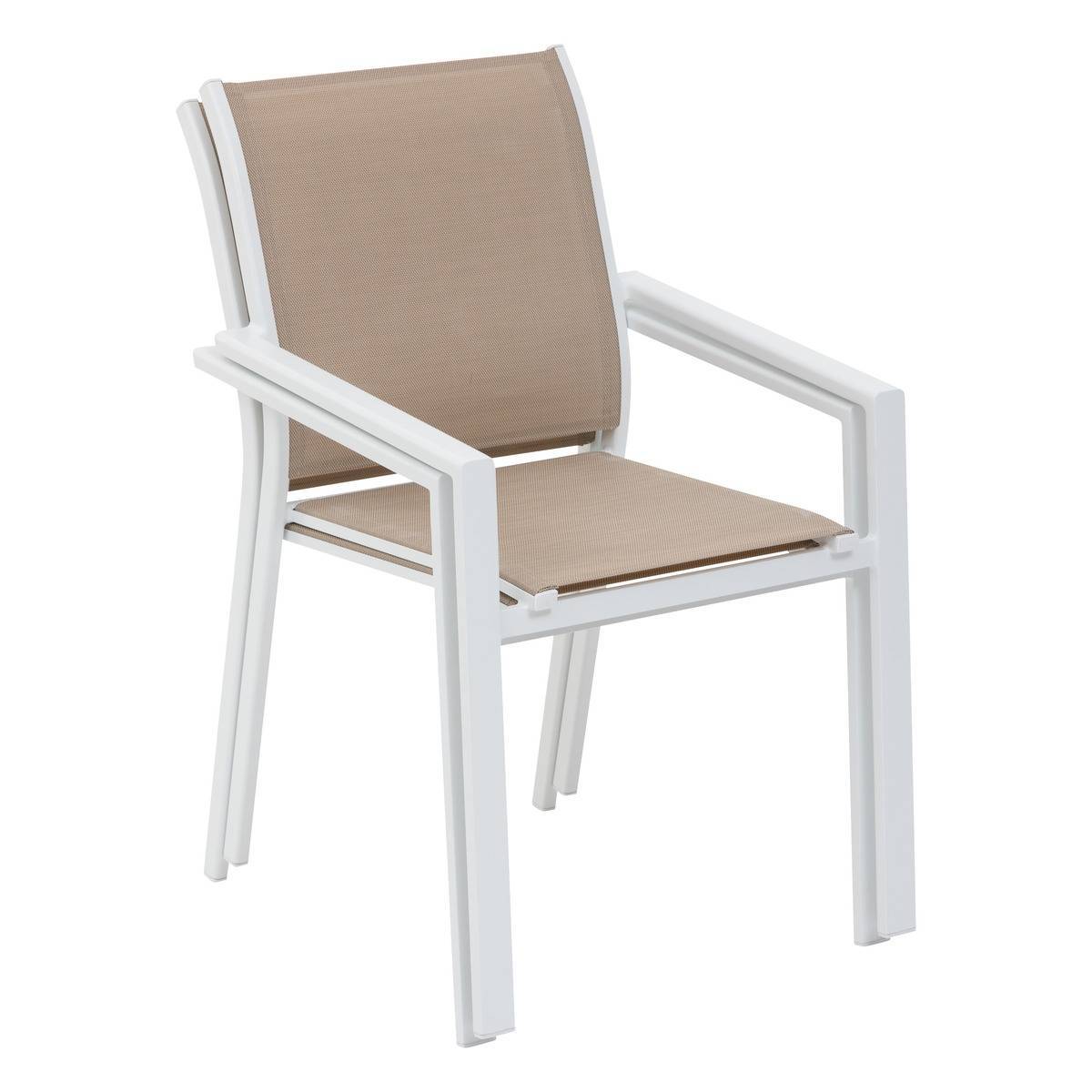 Hesperide - Fauteuil de jardin empilable "Essentia" lin & blanc en aluminium traité en epoxy - Hespéride - Image 3