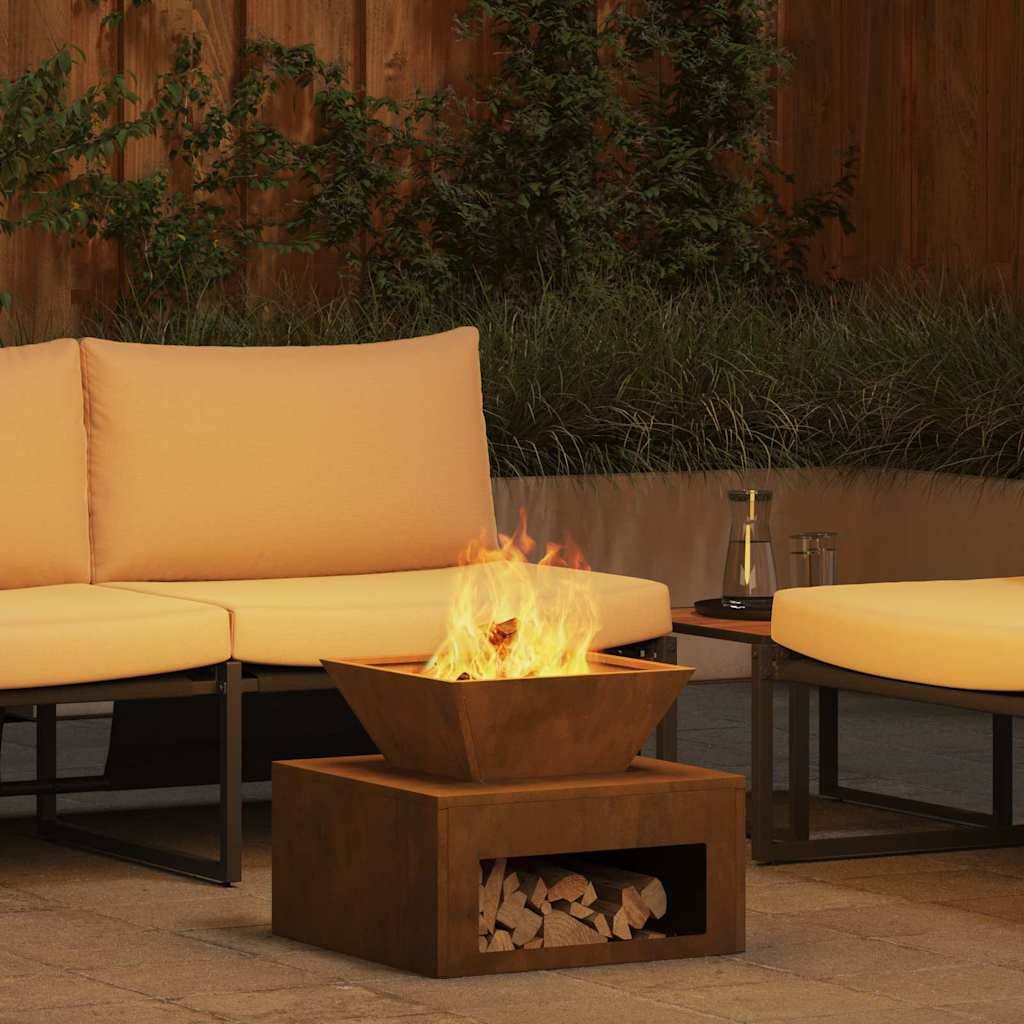 ComfortXL - Brasero Cube Design en Acier Corten 50cm, Foyer Extérieur Effet Rouillé pour Jardin et Terrasse – ComfortXL Outdoor Living - Image 1