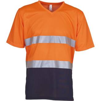 T-shirt haute visibilité Yoko TOP COOL Orange / Marine XXL