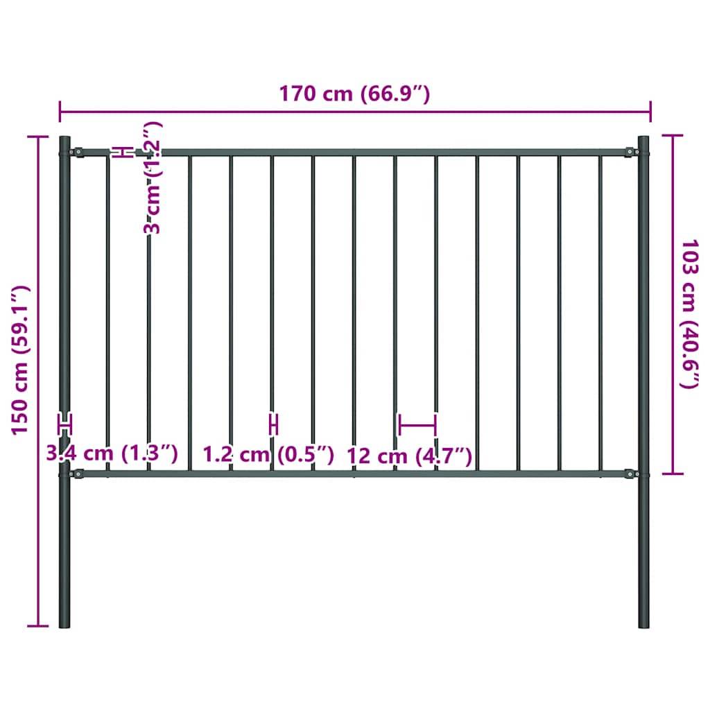 PANGIVO - Panneau de clôture acier thermolaqué anthracite 170 x 100 cm avec poteaux - PANGIVO - Image 4