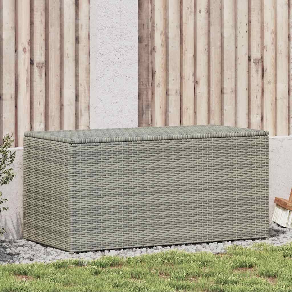 Coffre de Jardin en Résine Tressée Résistant aux Intempéries pour Terrasse Gris 100x50x50 cm – ComfortXL Outdoor Living - Image 1