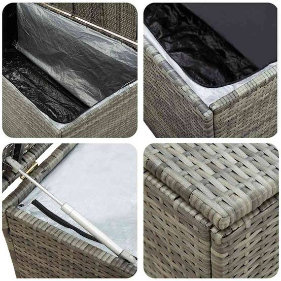 Coffre de Jardin en Résine Tressée Résistant aux Intempéries pour Terrasse Gris 100x50x50 cm – ComfortXL Outdoor Living - Image 7