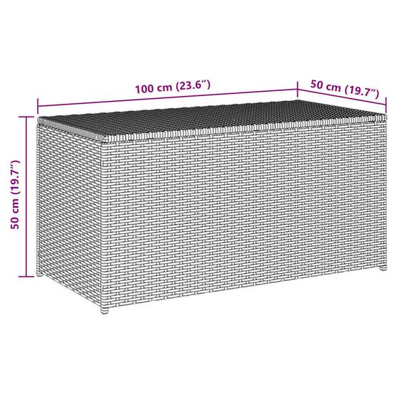 Coffre de Jardin en Résine Tressée Résistant aux Intempéries pour Terrasse Gris 100x50x50 cm – ComfortXL Outdoor Living - Image 8