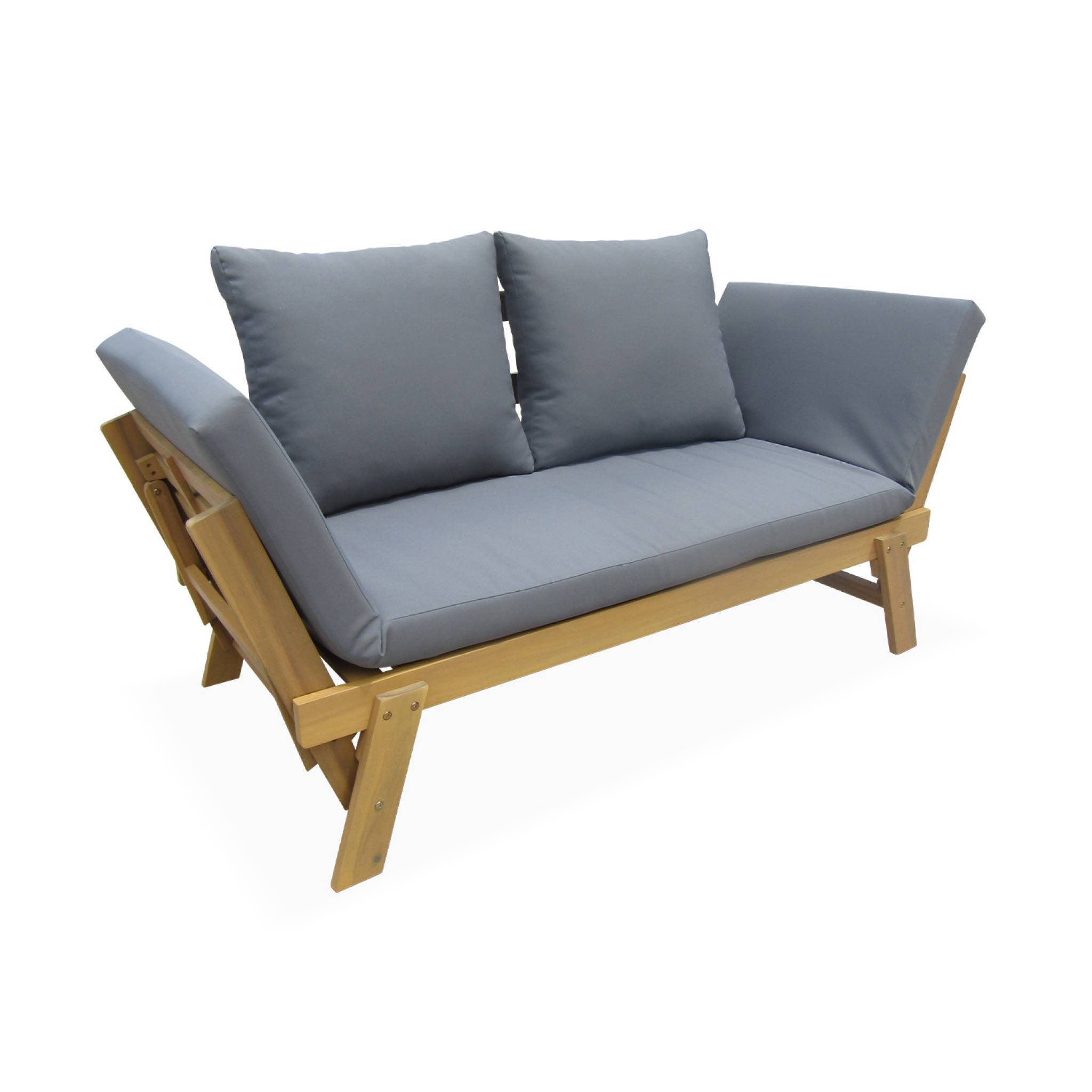 Banquette de jardin grise 2/3 places Jalance. accoudoirs modulables 155/200x72x74.5cm | sweeek - Image 2