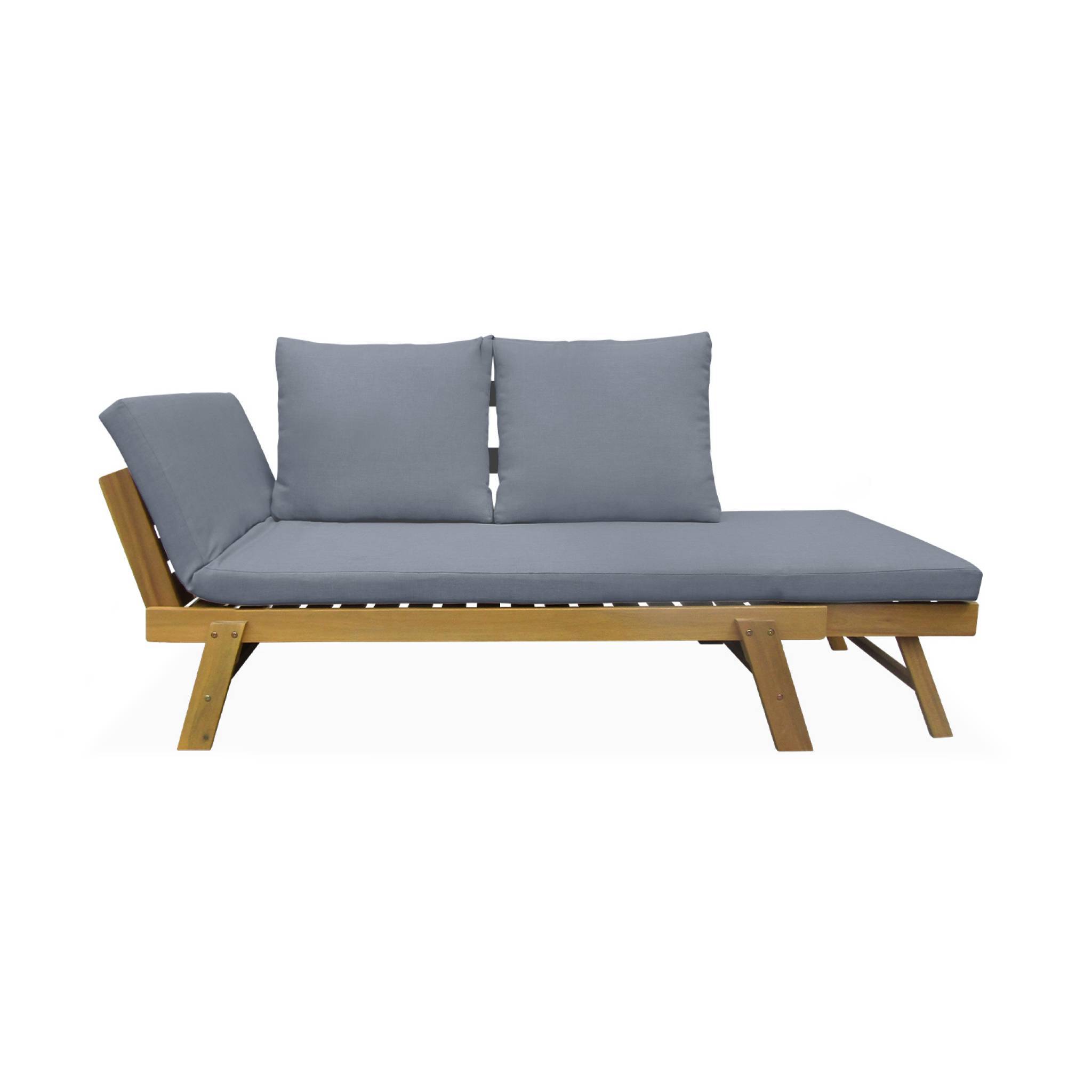 Banquette de jardin grise 2/3 places Jalance. accoudoirs modulables 155/200x72x74.5cm | sweeek - Image 6