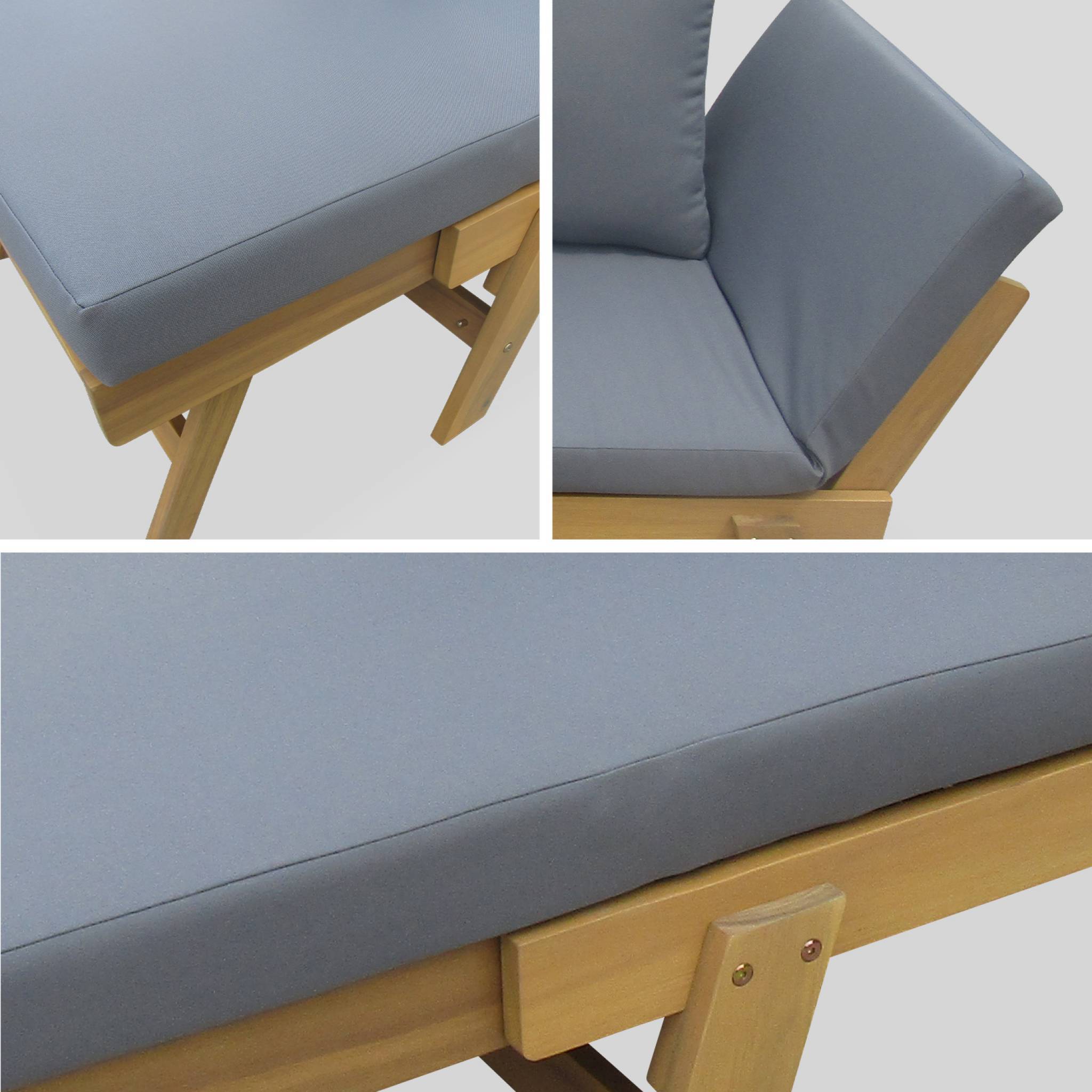 Banquette de jardin grise 2/3 places Jalance. accoudoirs modulables 155/200x72x74.5cm | sweeek - Image 7