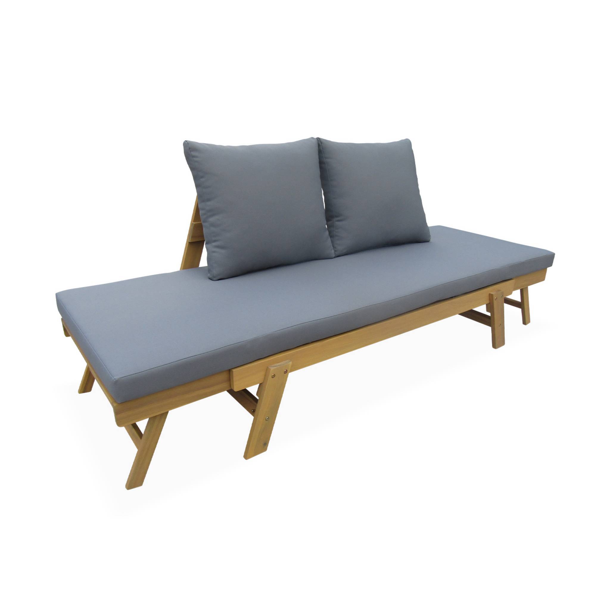 Banquette de jardin grise 2/3 places Jalance. accoudoirs modulables 155/200x72x74.5cm | sweeek - Image 5