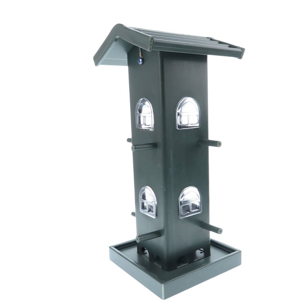Mangeoire silo maison Verte, bois composite, hauteur 33 cm. pour oiseaux - Image 2