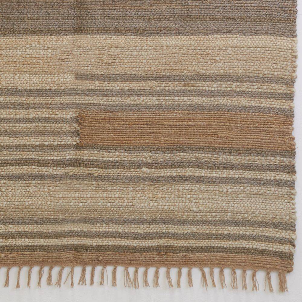 Aubry Gaspard - Tapis en jute naturel et coton naturel et teinté Ethnique Naturel et gris - 160 x 230 cm - Image 2