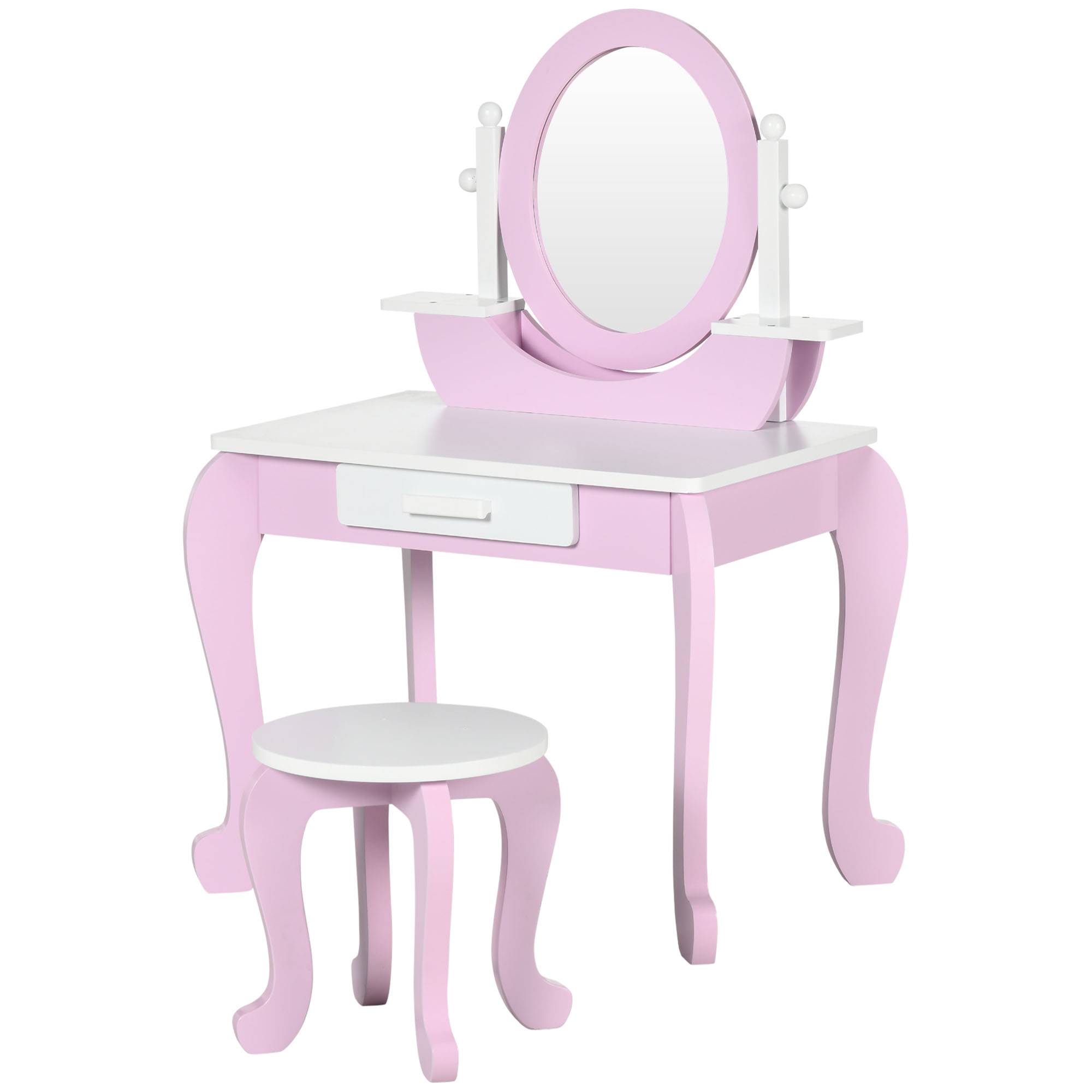 Sans Marque - Ensemble coiffeuse pour enfants avec miroir, table et tabouret, 3-6 ans, rose - Image 2