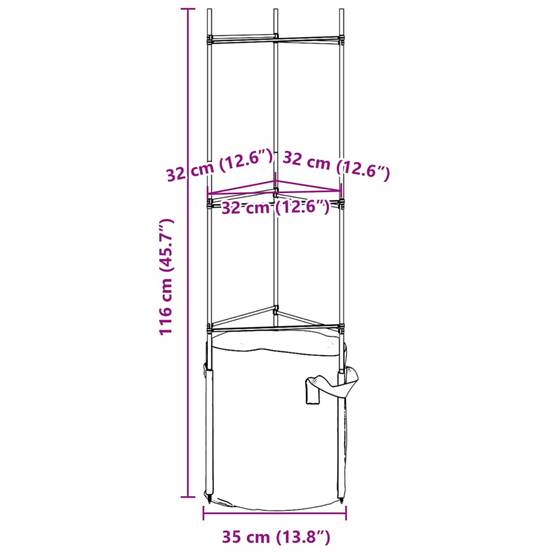 Tuteurs pour Légumes en Acier avec 6 Sacs de Plantation pour Jardin Urbain Balcon Vert 116 cm – ComfortXL Outdoor Living - Image 10