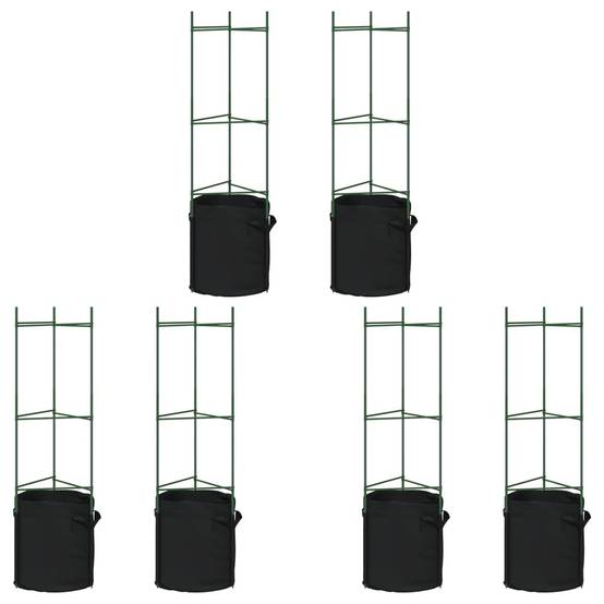 Tuteurs pour Légumes en Acier avec 6 Sacs de Plantation pour Jardin Urbain Balcon Vert 116 cm – ComfortXL Outdoor Living - Image 2