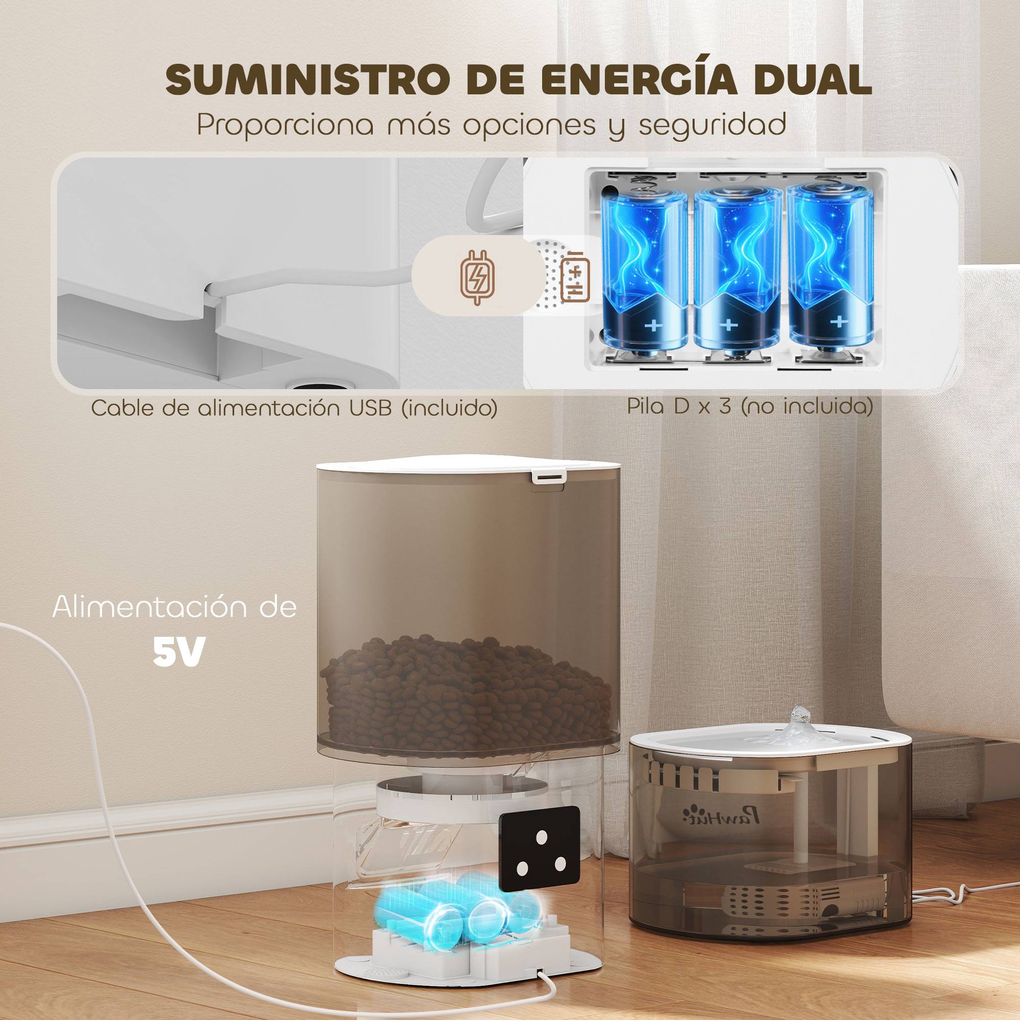 Distributeur de nourriture pour chats et chiens de 3 L avec contrôle par application, 1 à 10 repas par jour, filtres, lumière LED - Image 9