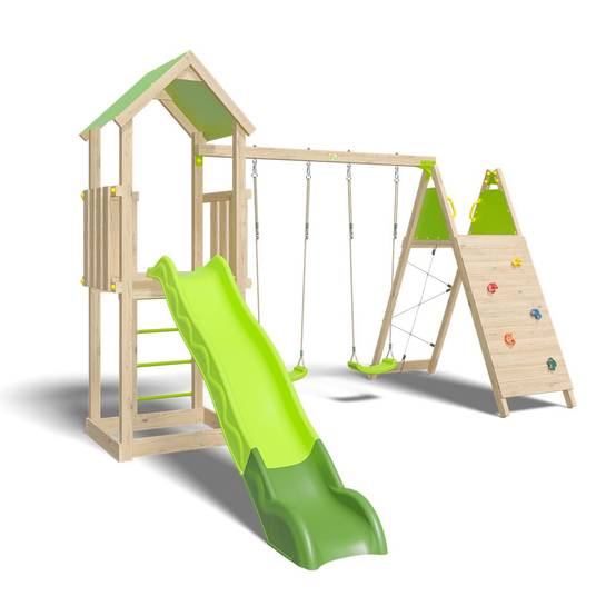 Trigano Jardin - Aire de jeux bois 2,20 m OLYMPIA XPERIENCE VERT- 9 enfants - Image 1