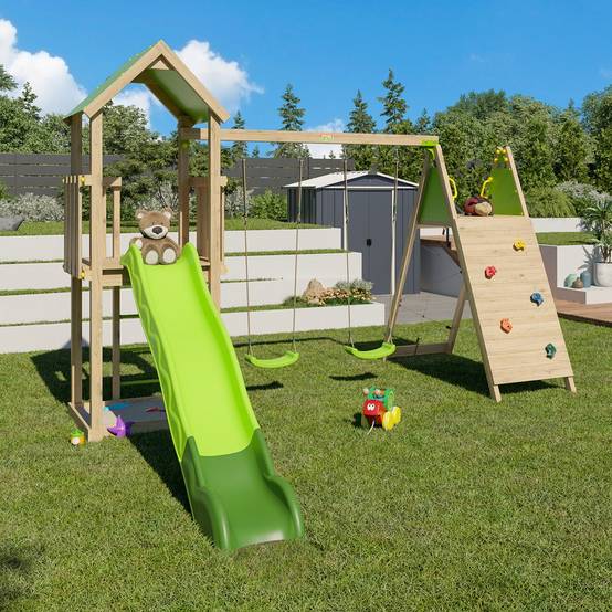 Trigano Jardin - Aire de jeux bois 2,20 m OLYMPIA XPERIENCE VERT- 9 enfants - Image 6