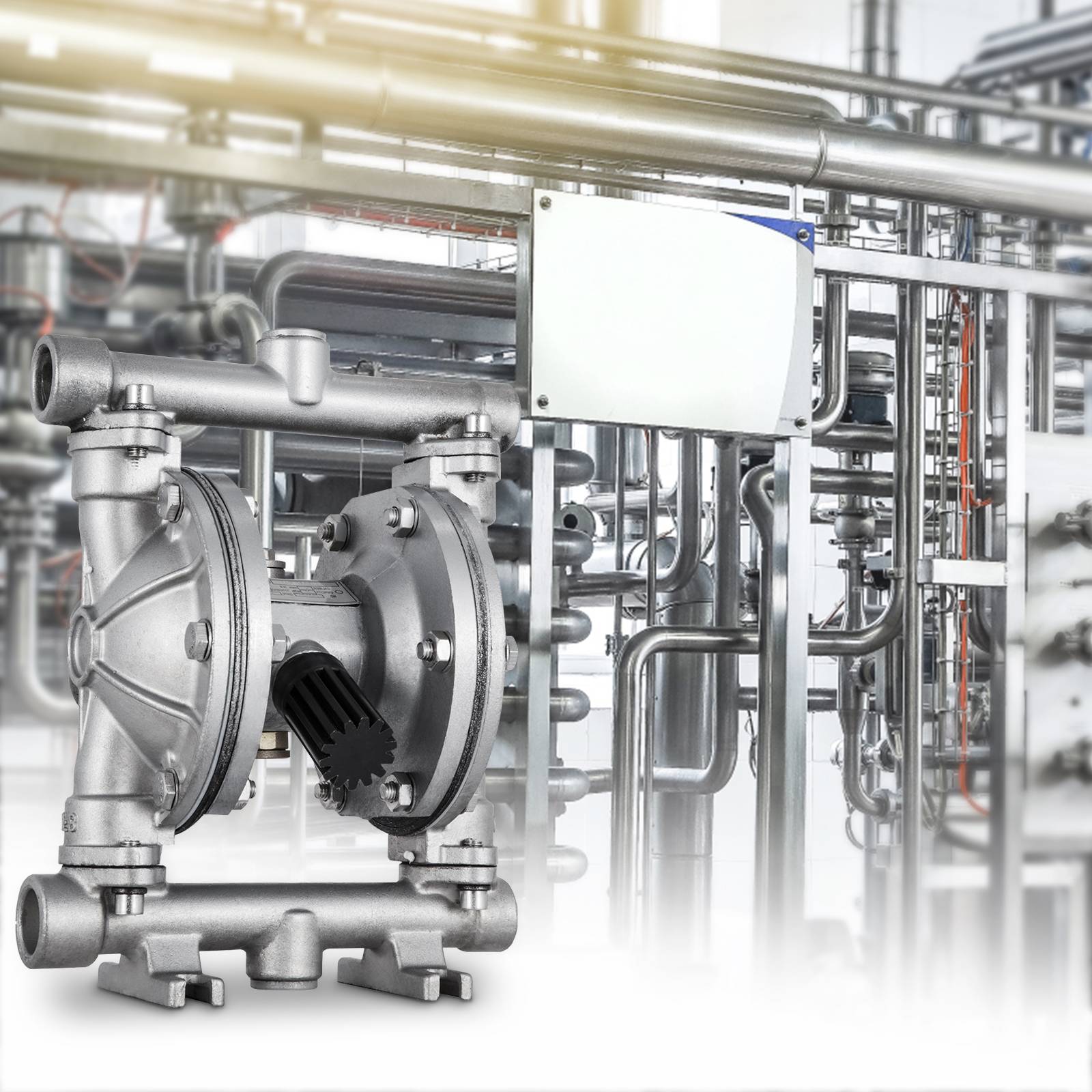 VEVOR Pompe pneumatique double membrane, acier inox. Entrée/sortie 12.7mm, 3 GPM. Pour pétrole, diesel, huile. - Image 8