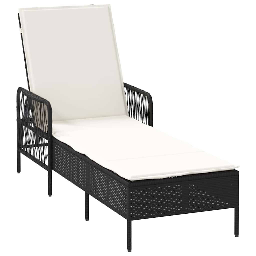 PANGIVO - Transat polyrotin noir et blanc crème 55 x 200 x 92 cm - PANGIVO - Image 2