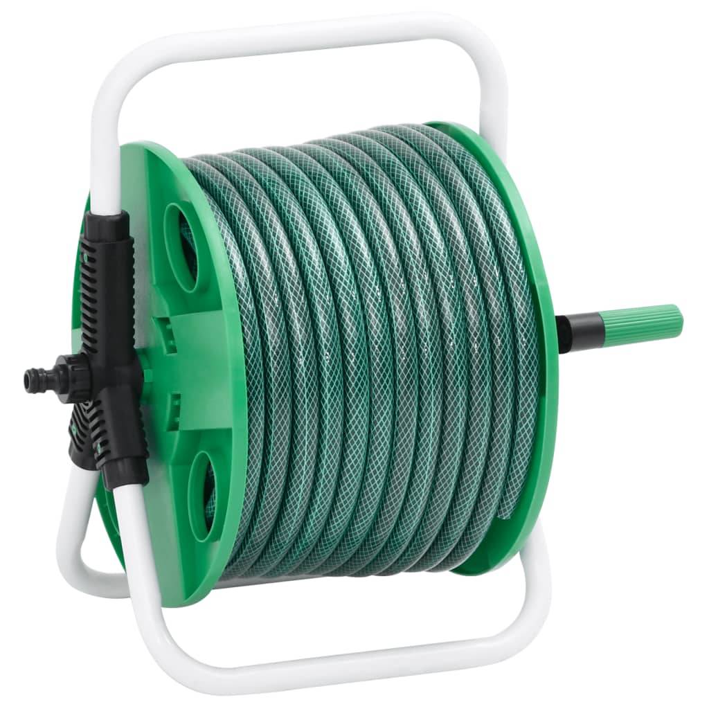 PANGIVO - Enrouleur de tuyau sur pied acier galvanisé et PVC vert 40 x 30 x 41 cm - PANGIVO - Image 1