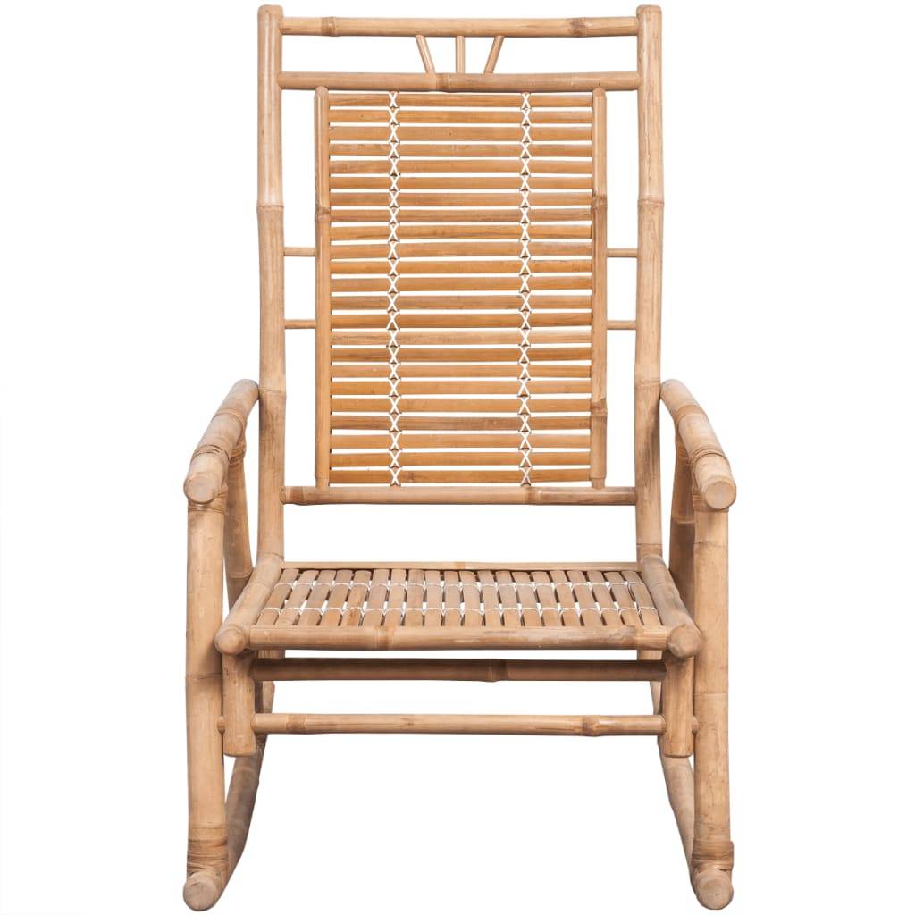Chaise à bascule bambou avec coussin gris 66 x 86 x 105 cm - PANGIVO - Image 3