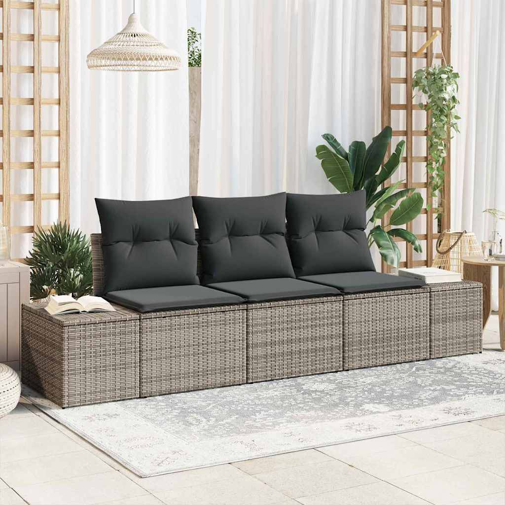 ComfortXL - Petit salon de jardin 3 places en polyrotin avec rangement modulable pour balcon et terrasse Gris – ComfortXL Outdoor Living - Image 1