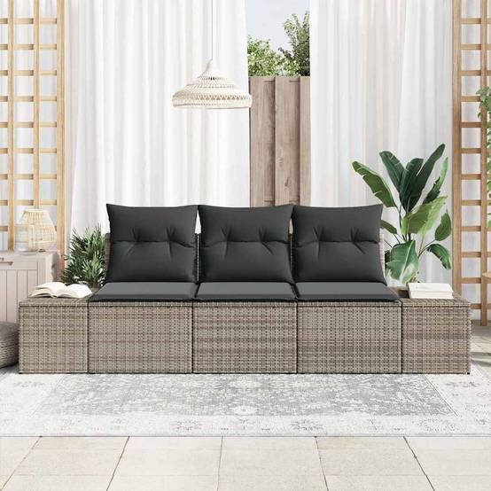 ComfortXL - Petit salon de jardin 3 places en polyrotin avec rangement modulable pour balcon et terrasse Gris – ComfortXL Outdoor Living - Image 3