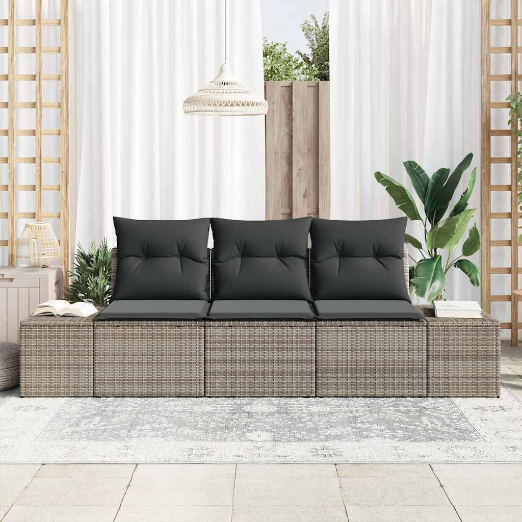 ComfortXL - Petit salon de jardin 3 places en polyrotin avec rangement modulable pour balcon et terrasse Gris – ComfortXL Outdoor Living - Image 3