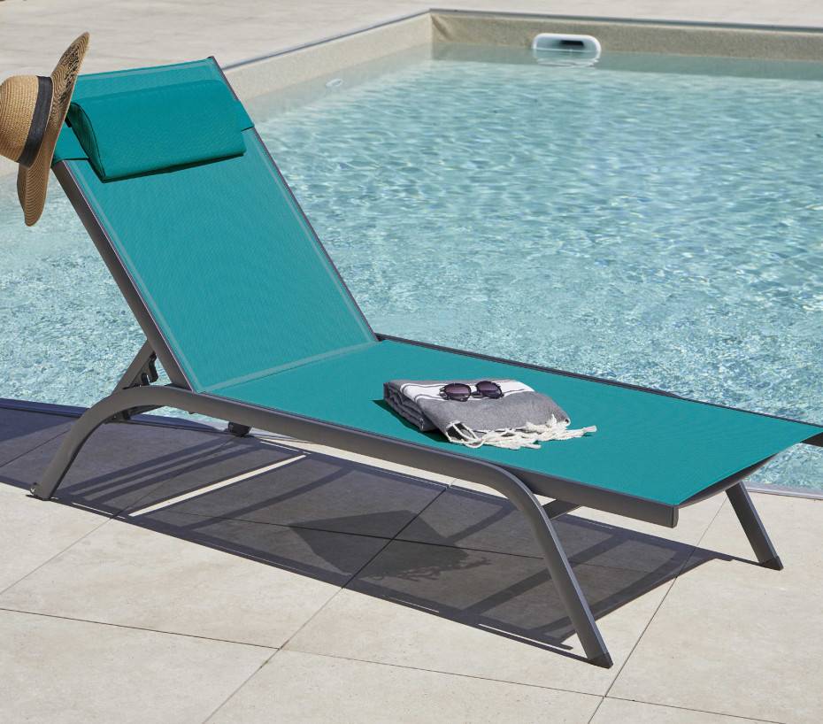 Ozalide - Transat de jardin en aluminium  bleu canard  MALTA - Image 1
