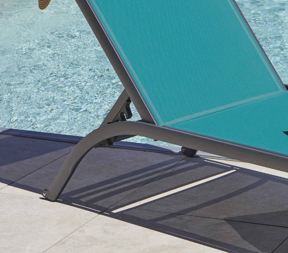 Ozalide - Transat de jardin en aluminium  bleu canard  MALTA - Image 2