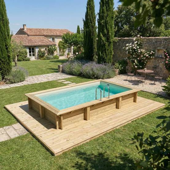 Altanka - Piscine hors sol en bois AQUA 4.65 x 2.85 - H.1.24 m, sable, fixations à visser - BAS7306OSPL3 - ALTANKA - Image 3