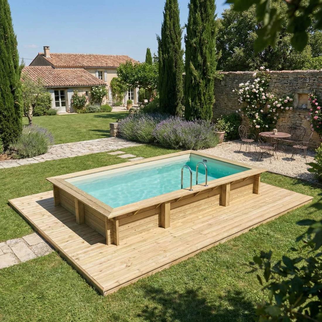 Altanka - Piscine hors sol en bois AQUA 4.65 x 2.85 - H.1.24 m, sable, fixations à visser - BAS7306OSPL3 - ALTANKA - Image 3