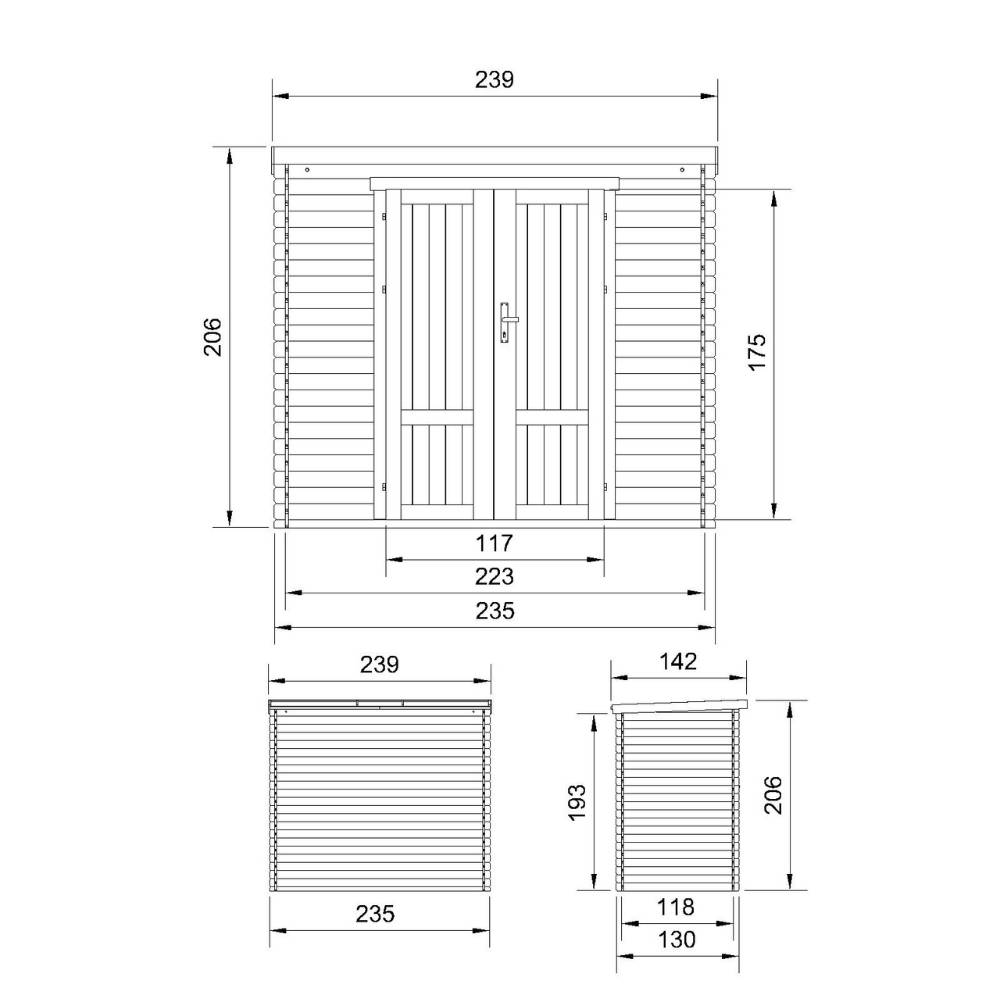 Timbela - Abri de Jardin en Bois AVEC SOL TRAITÉ - 2.63 m² / 142x239xH206 cm - Timbela M310F1+M310G - Image 5