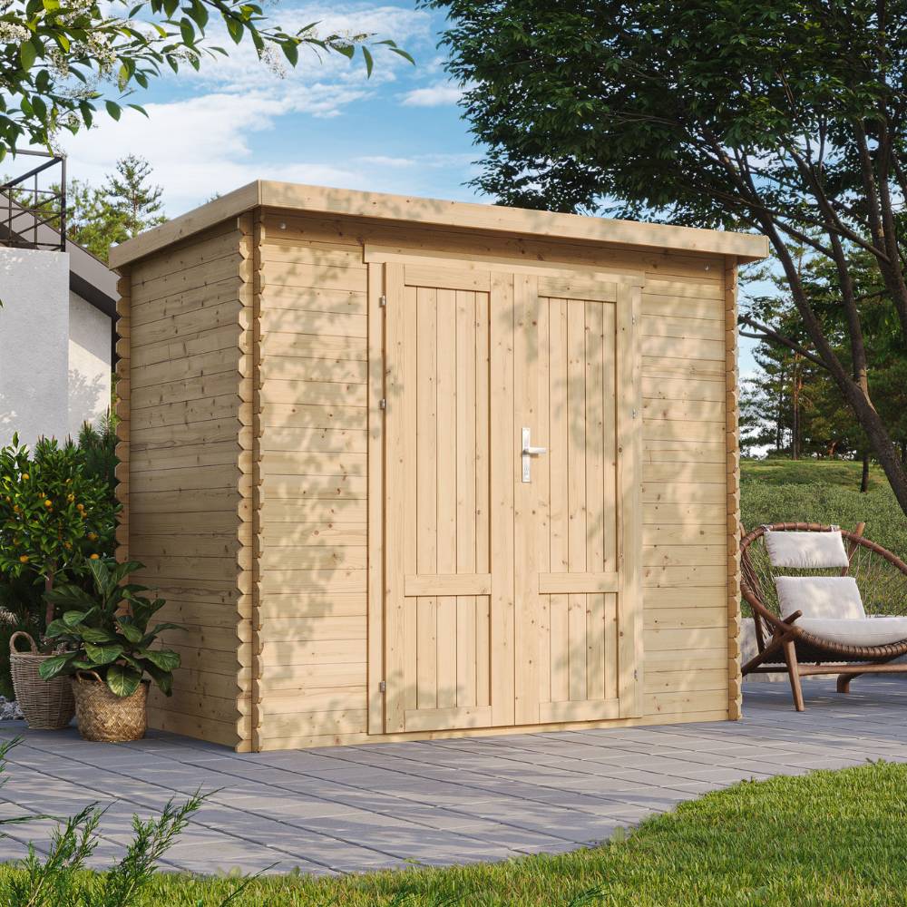Timbela - Abri de Jardin en Bois AVEC SOL TRAITÉ - 2.63 m² / 142x239xH206 cm - Timbela M310F1+M310G - Image 1