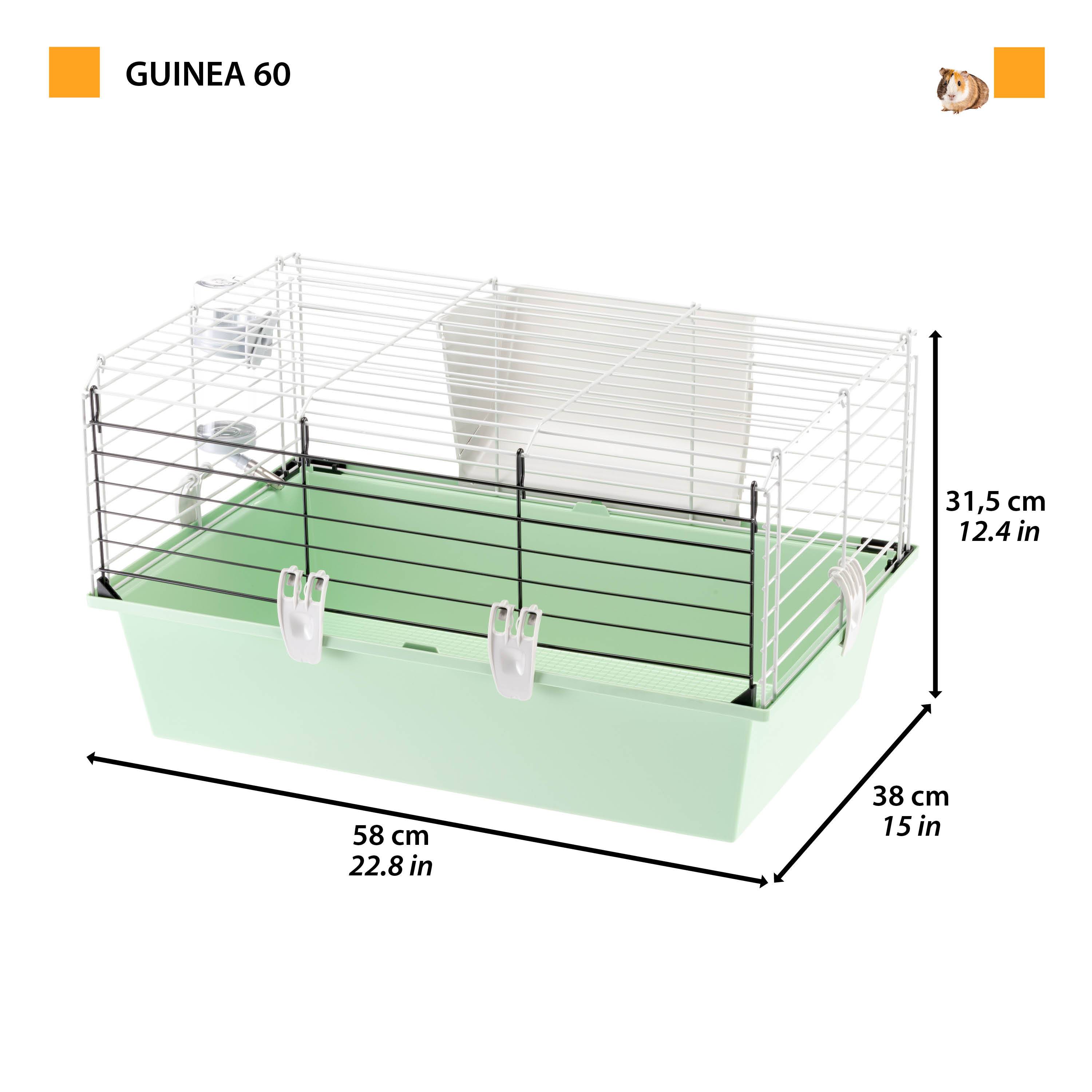 Ferplast - FERPLAST CAVIE 60 Cage pour Rongeurs pour Cochons d'Inde, Cochons d'Inde, en Métal, Accessoires inclus : Mangeoire, Abreuvoir. 58x38xh31,5cm - Image 2